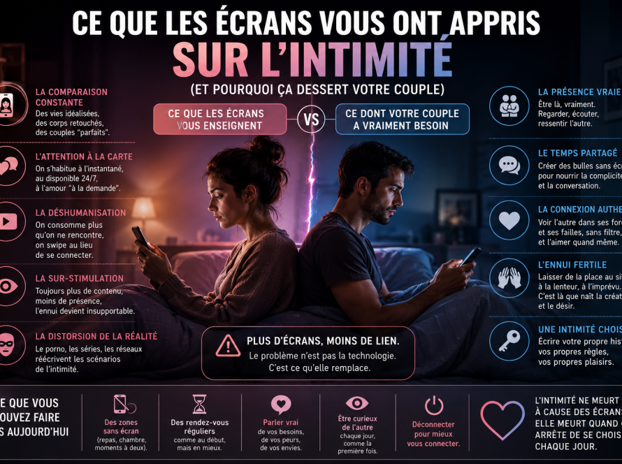 Ce que les écrans vous ont appris sur l’intimité (et pourquoi ça dessert votre couple)