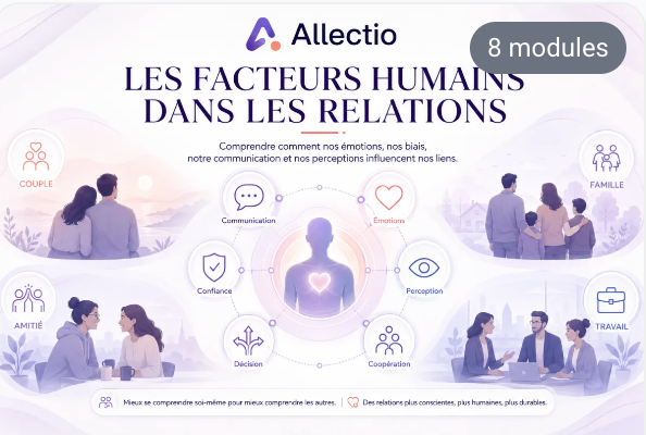 Visuel du parcours Allectio Les Facteurs Humains dans les relations, 8 modules